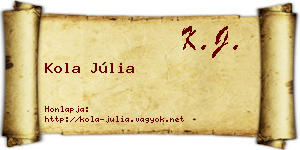 Kola Júlia névjegykártya
